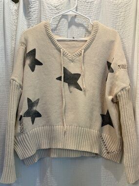 POL Beige Sweater with Black Star Motif